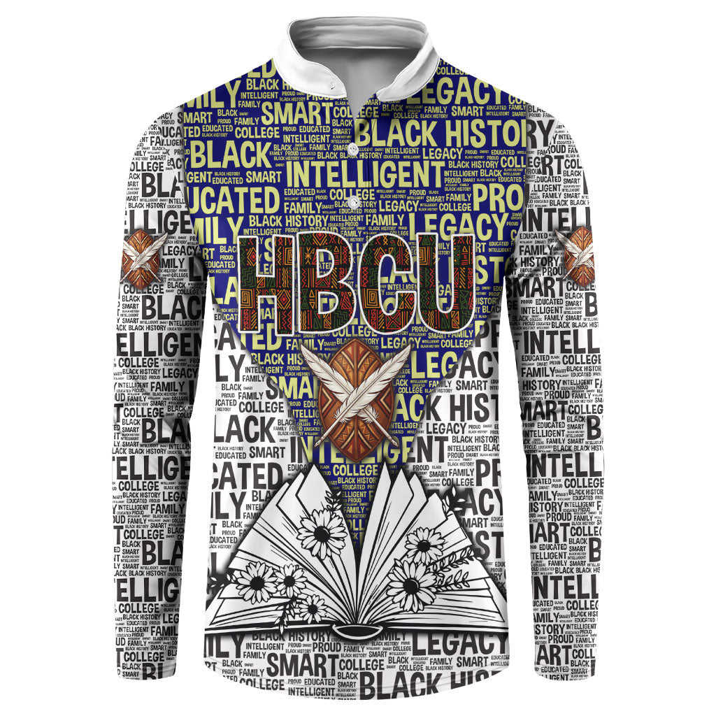 HBCU Black History Legacy Button Sweatshirt Word Cloud African Shield Knowledge Book