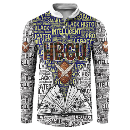 HBCU Black History Legacy Button Sweatshirt Word Cloud African Shield Knowledge Book