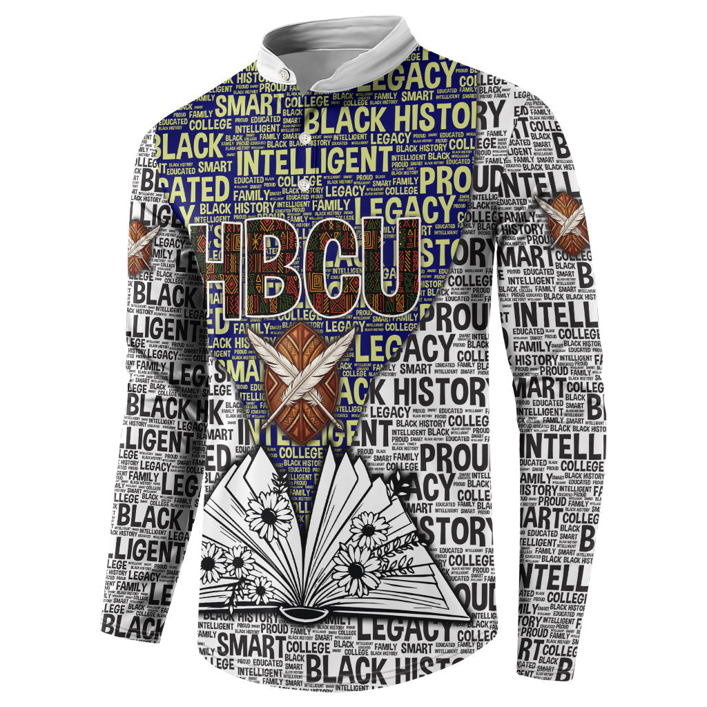 HBCU Black History Legacy Button Sweatshirt Word Cloud African Shield Knowledge Book