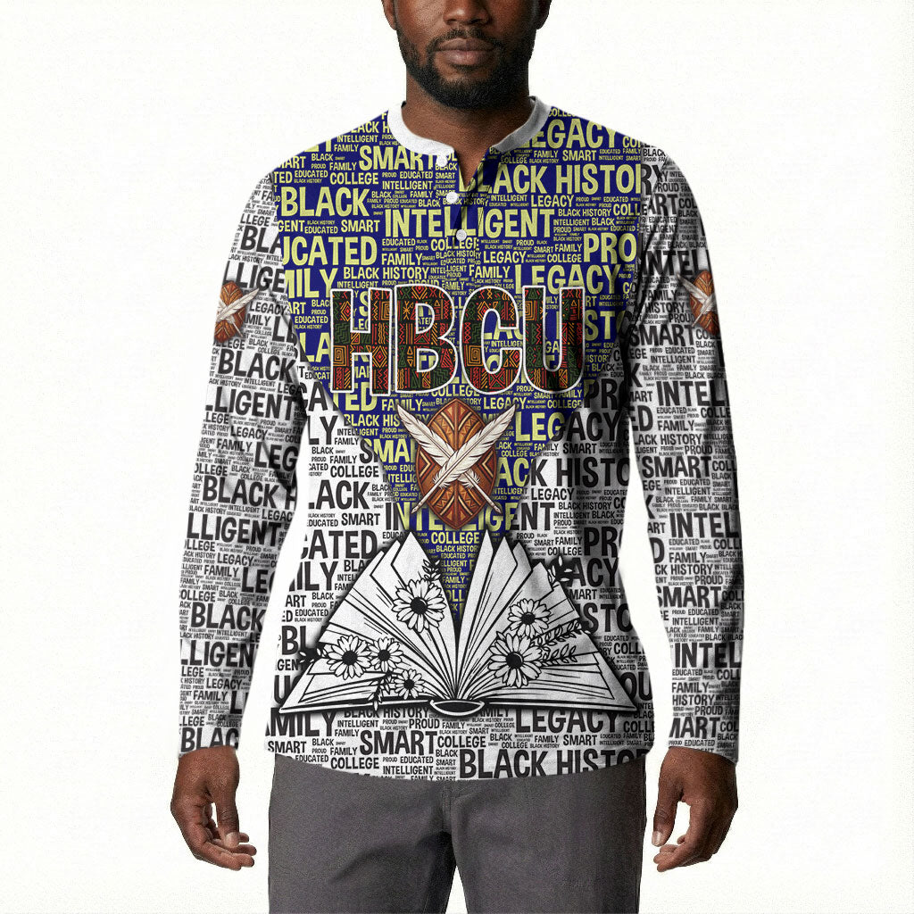 HBCU Black History Legacy Button Sweatshirt Word Cloud African Shield Knowledge Book