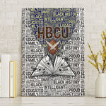HBCU Black History Legacy Canvas Wall Art Word Cloud African Shield Knowledge Book