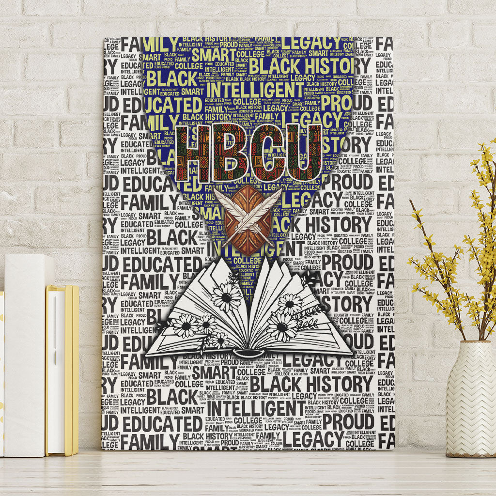 HBCU Black History Legacy Canvas Wall Art Word Cloud African Shield Knowledge Book