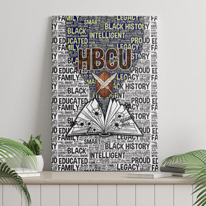 HBCU Black History Legacy Canvas Wall Art Word Cloud African Shield Knowledge Book