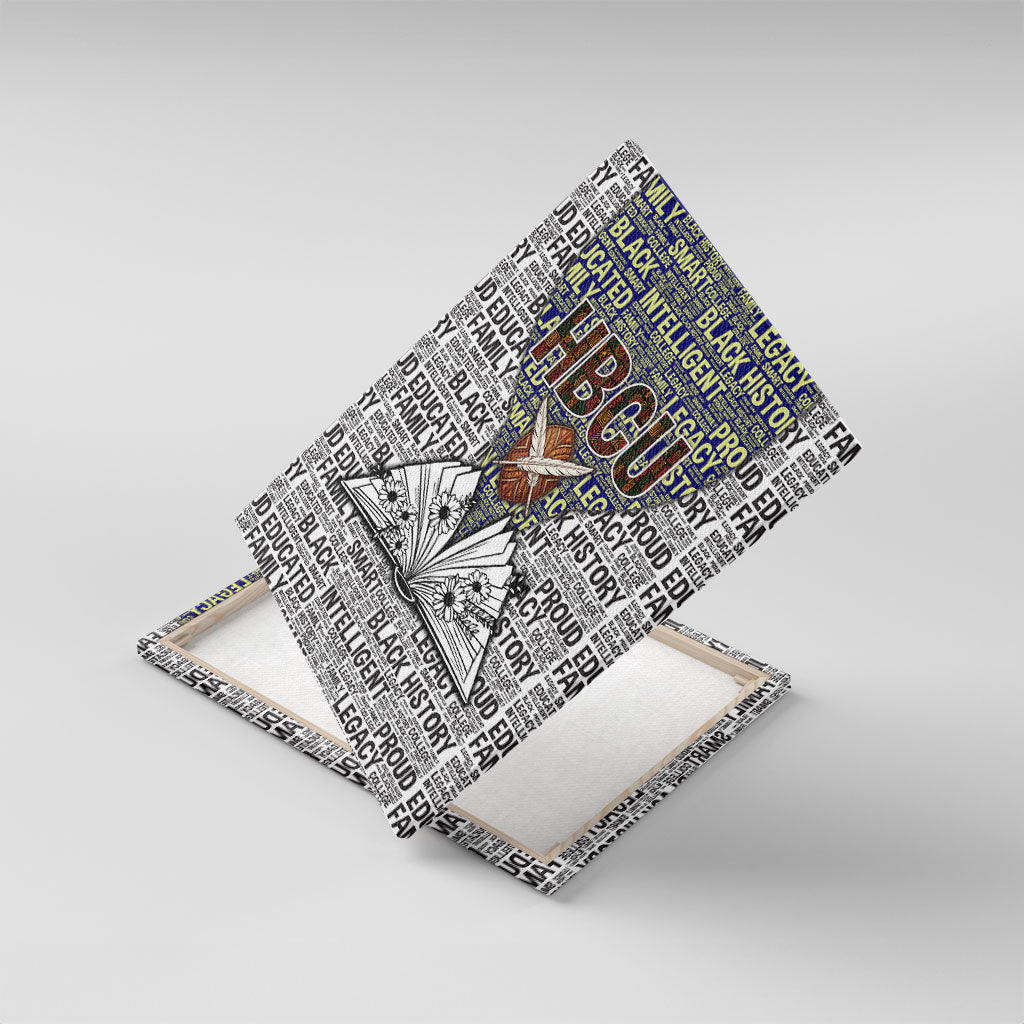 HBCU Black History Legacy Canvas Wall Art Word Cloud African Shield Knowledge Book