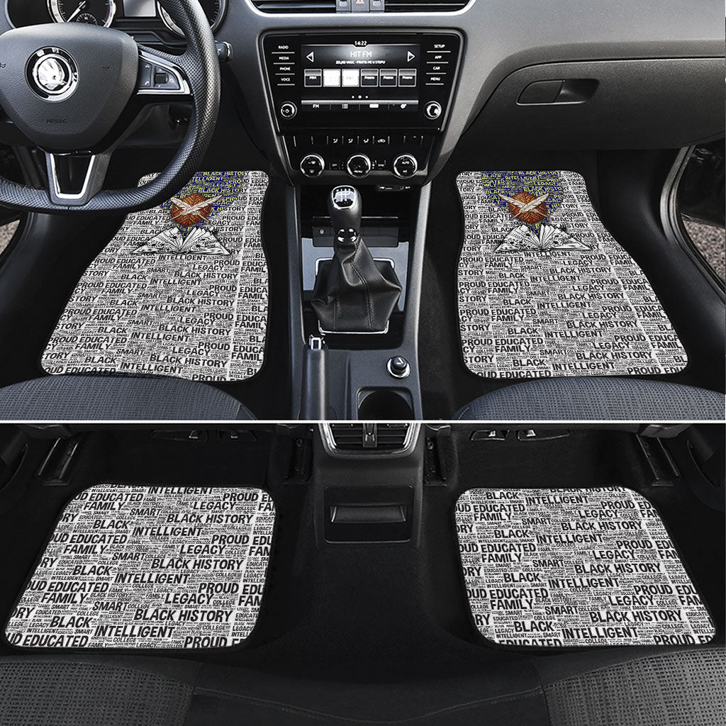 HBCU Black History Legacy Car Mats Word Cloud African Shield Knowledge Book