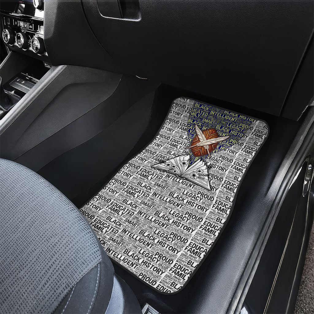HBCU Black History Legacy Car Mats Word Cloud African Shield Knowledge Book
