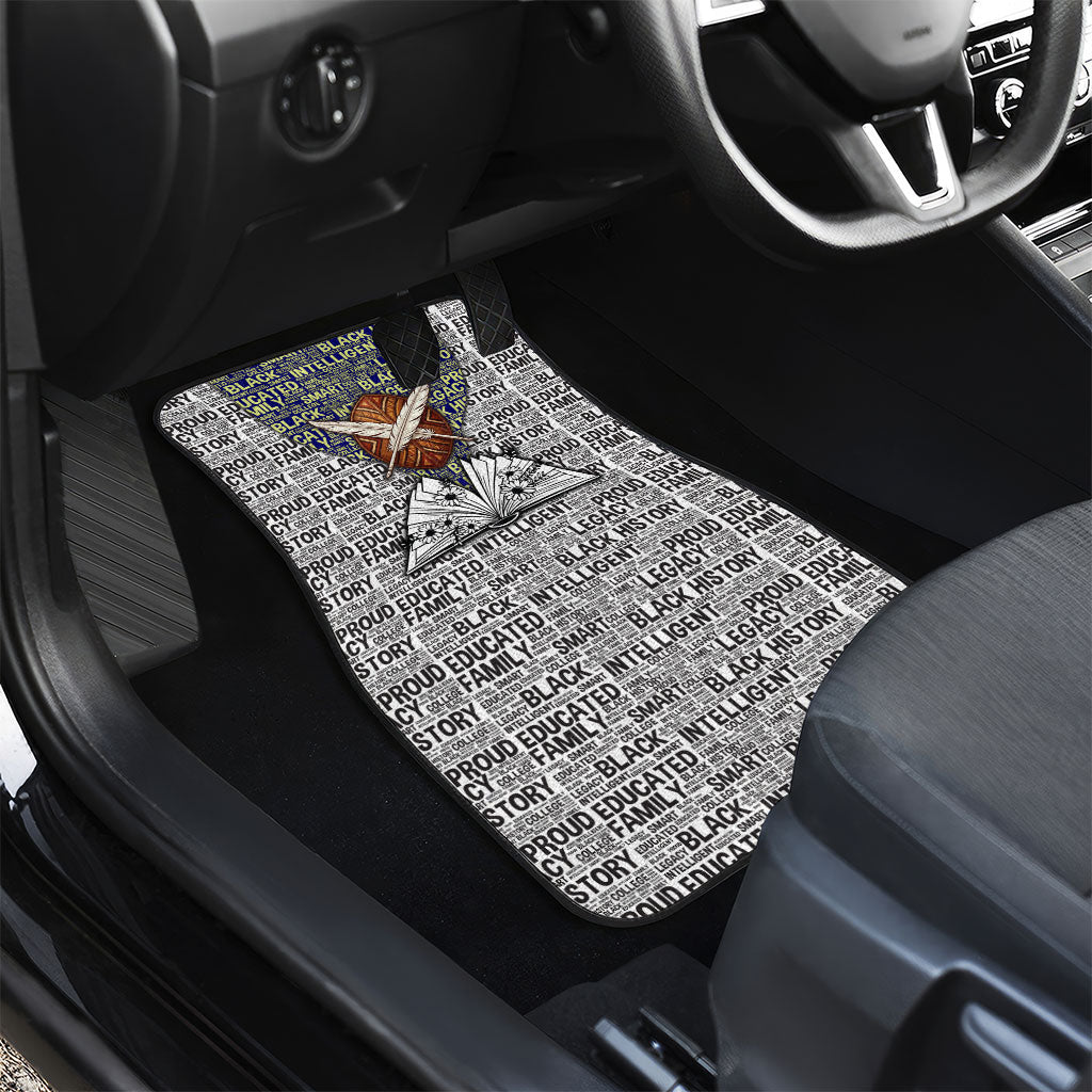 HBCU Black History Legacy Car Mats Word Cloud African Shield Knowledge Book