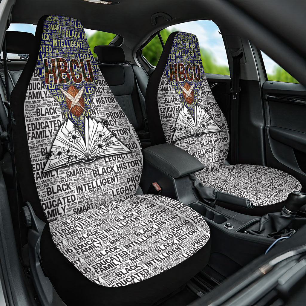 HBCU Black History Legacy Car Seat Cover Word Cloud African Shield Knowledge Book