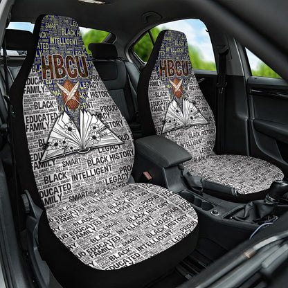 HBCU Black History Legacy Car Seat Cover Word Cloud African Shield Knowledge Book