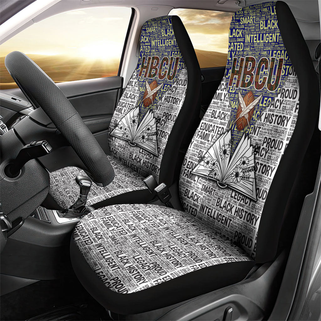 HBCU Black History Legacy Car Seat Cover Word Cloud African Shield Knowledge Book