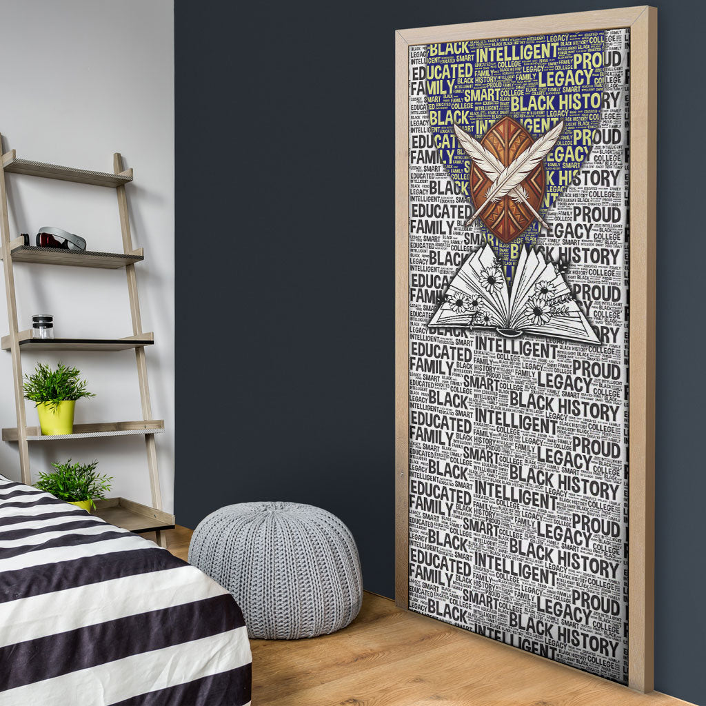 HBCU Black History Legacy Door Cover Word Cloud African Shield Knowledge Book