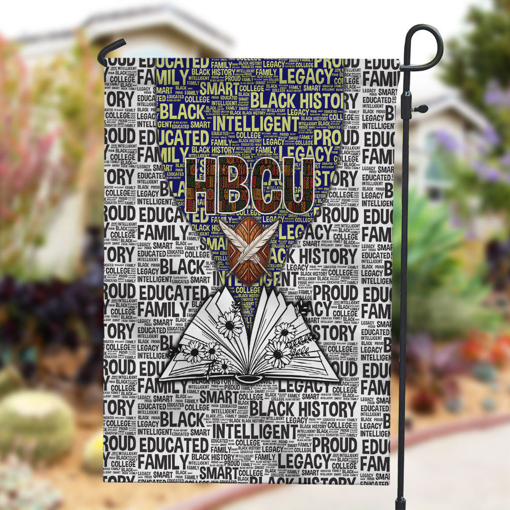 HBCU Black History Legacy Garden Flag Word Cloud African Shield Knowledge Book