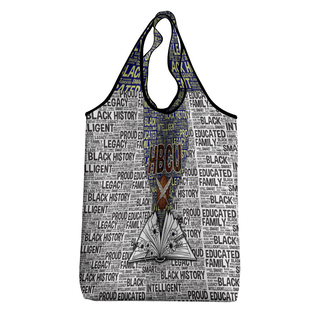 HBCU Black History Legacy Grocery Bag Word Cloud African Shield Knowledge Book