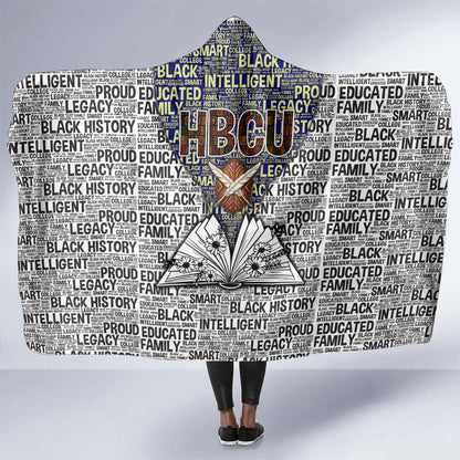 HBCU Black History Legacy Hooded Blanket Word Cloud African Shield Knowledge Book