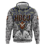 HBCU Black History Legacy Hoodie Word Cloud African Shield Knowledge Book
