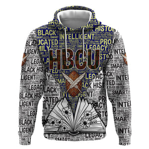 HBCU Black History Legacy Hoodie Word Cloud African Shield Knowledge Book