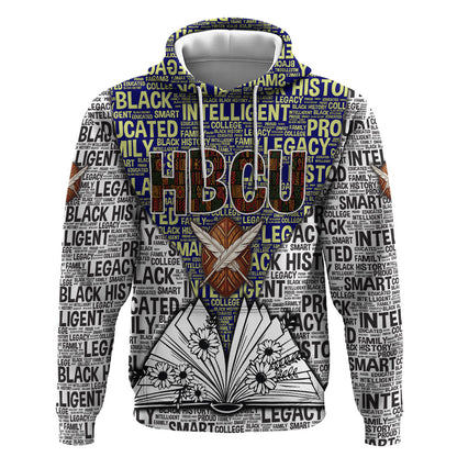 HBCU Black History Legacy Hoodie Word Cloud African Shield Knowledge Book