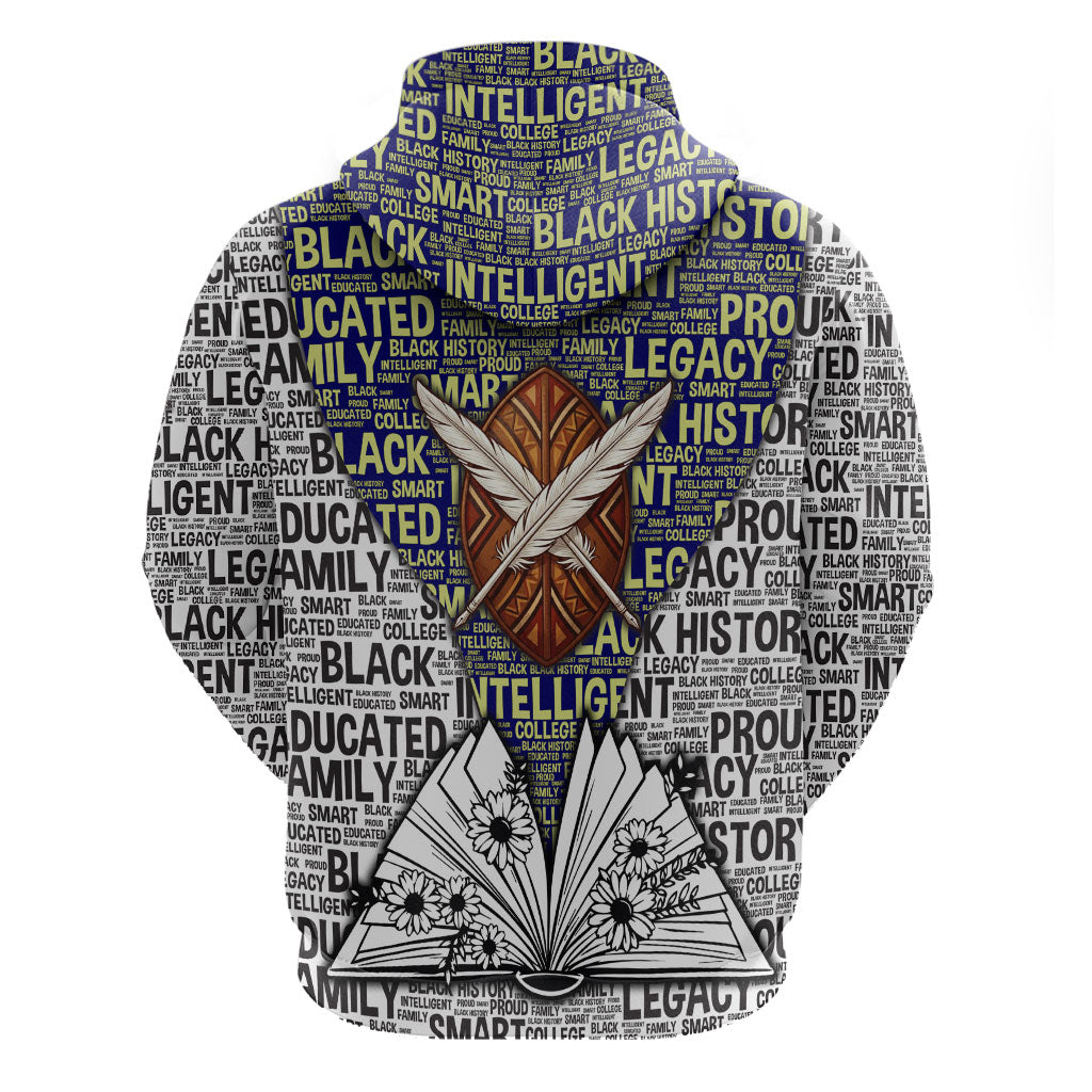 HBCU Black History Legacy Hoodie Word Cloud African Shield Knowledge Book