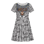 HBCU Black History Legacy Kid Short Sleeve Dress Word Cloud African Shield Knowledge Book