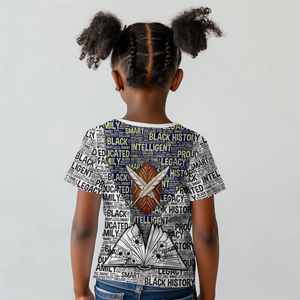 HBCU Black History Legacy Kid T shirt Word Cloud African Shield Knowledge Book