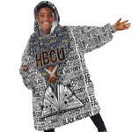 HBCU Black History Legacy Kid Wearable Blanket Hoodie Word Cloud African Shield Knowledge Book