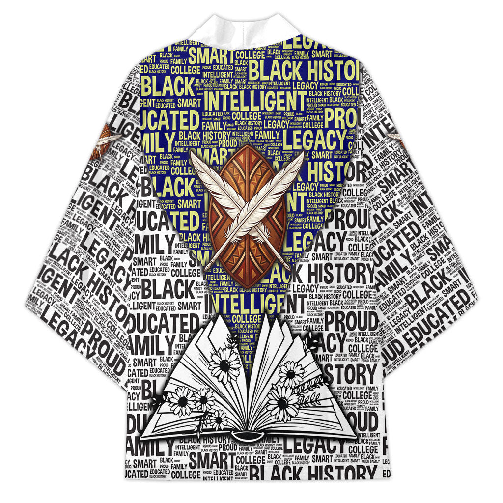 HBCU Black History Legacy Kimono Word Cloud African Shield Knowledge Book