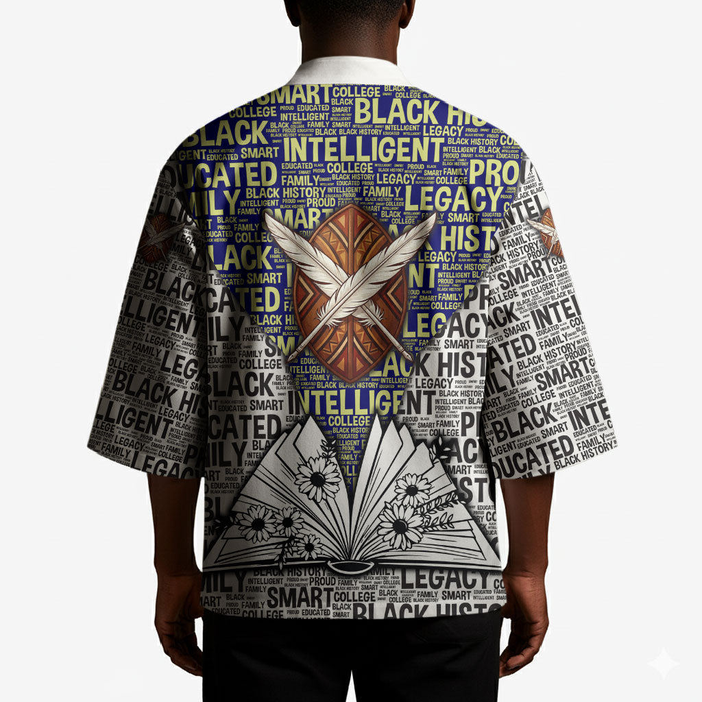 HBCU Black History Legacy Kimono Word Cloud African Shield Knowledge Book
