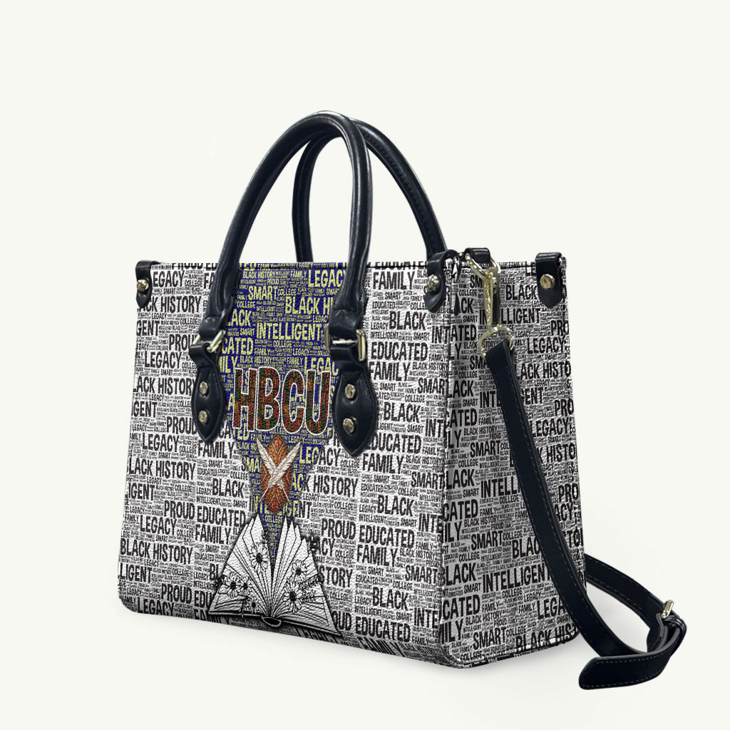 HBCU Black History Legacy Leather Bag Word Cloud African Shield Knowledge Book