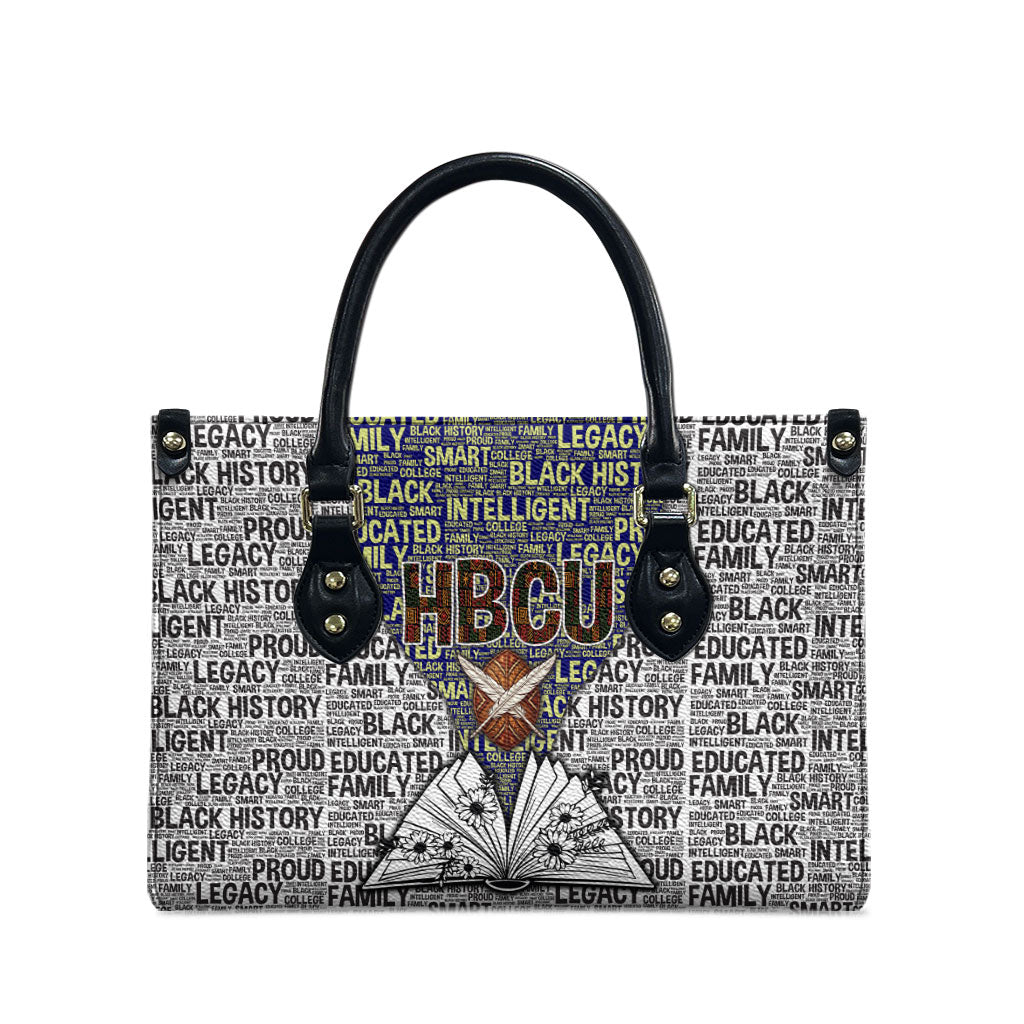 HBCU Black History Legacy Leather Bag Word Cloud African Shield Knowledge Book