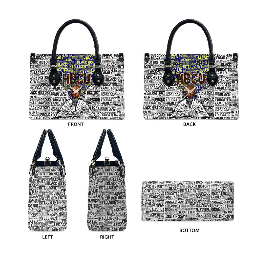 HBCU Black History Legacy Leather Bag Word Cloud African Shield Knowledge Book