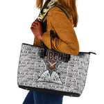 HBCU Black History Legacy Leather Tote Bag Word Cloud African Shield Knowledge Book