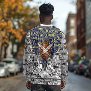 HBCU Black History Legacy Long Sleeve Shirt Word Cloud African Shield Knowledge Book