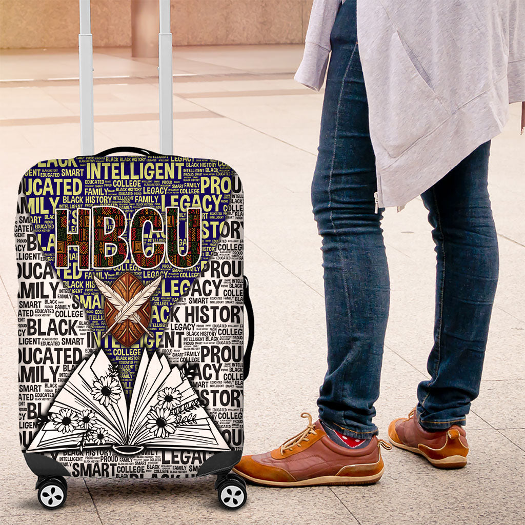 HBCU Black History Legacy Luggage Cover Word Cloud African Shield Knowledge Book