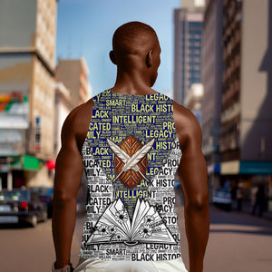 HBCU Black History Legacy Men Tank Top Word Cloud African Shield Knowledge Book