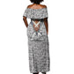 HBCU Black History Legacy Off Shoulder Maxi Dress Word Cloud African Shield Knowledge Book