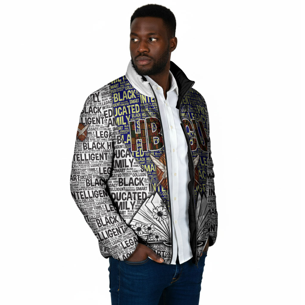 HBCU Black History Legacy Padded Jacket Word Cloud African Shield Knowledge Book