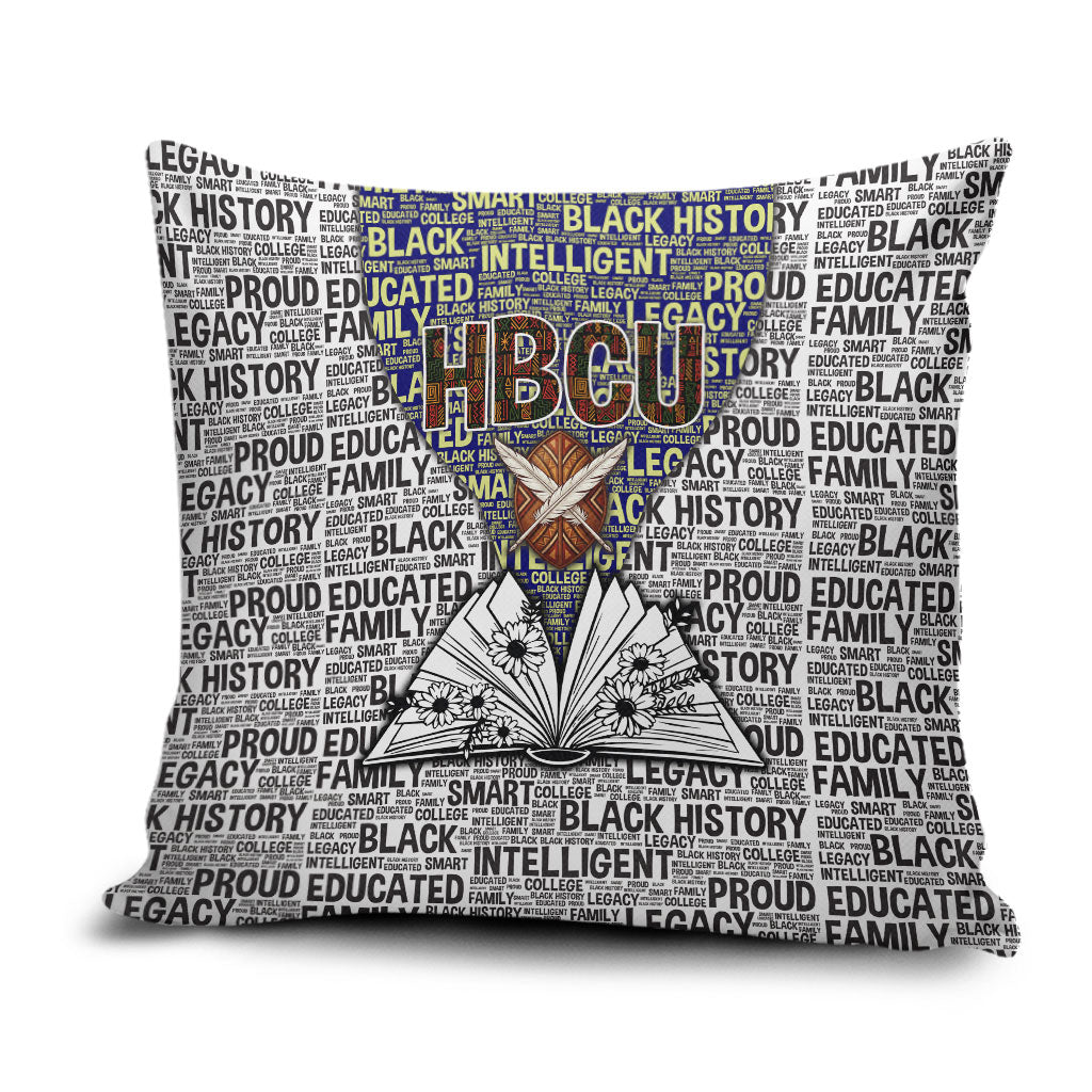 HBCU Black History Legacy Pillow Cover Word Cloud African Shield Knowledge Book