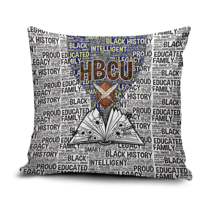 HBCU Black History Legacy Pillow Cover Word Cloud African Shield Knowledge Book