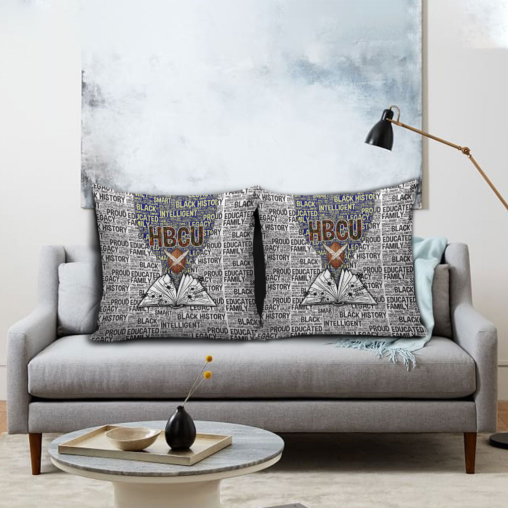 HBCU Black History Legacy Pillow Cover Word Cloud African Shield Knowledge Book