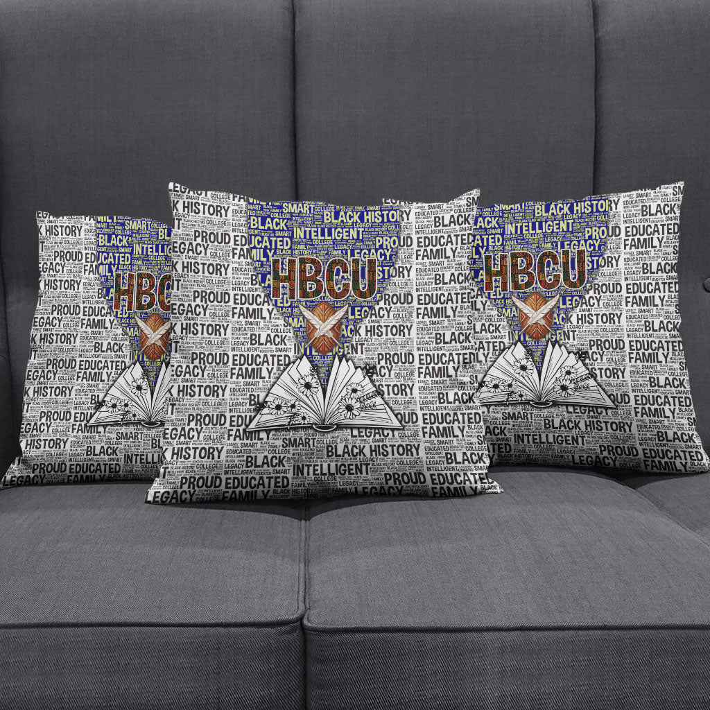 HBCU Black History Legacy Pillow Cover Word Cloud African Shield Knowledge Book