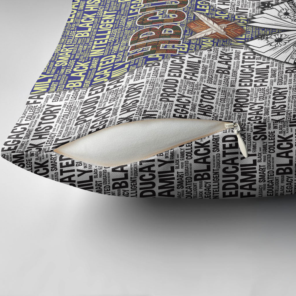 HBCU Black History Legacy Pillow Cover Word Cloud African Shield Knowledge Book