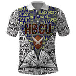 HBCU Black History Legacy Polo Shirt Word Cloud African Shield Knowledge Book