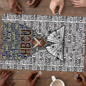 HBCU Black History Legacy Puzzle Word Cloud African Shield Knowledge Book