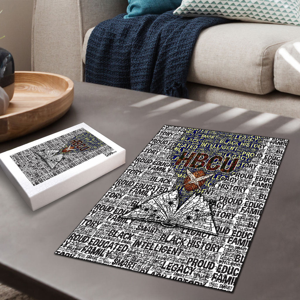 HBCU Black History Legacy Puzzle Word Cloud African Shield Knowledge Book
