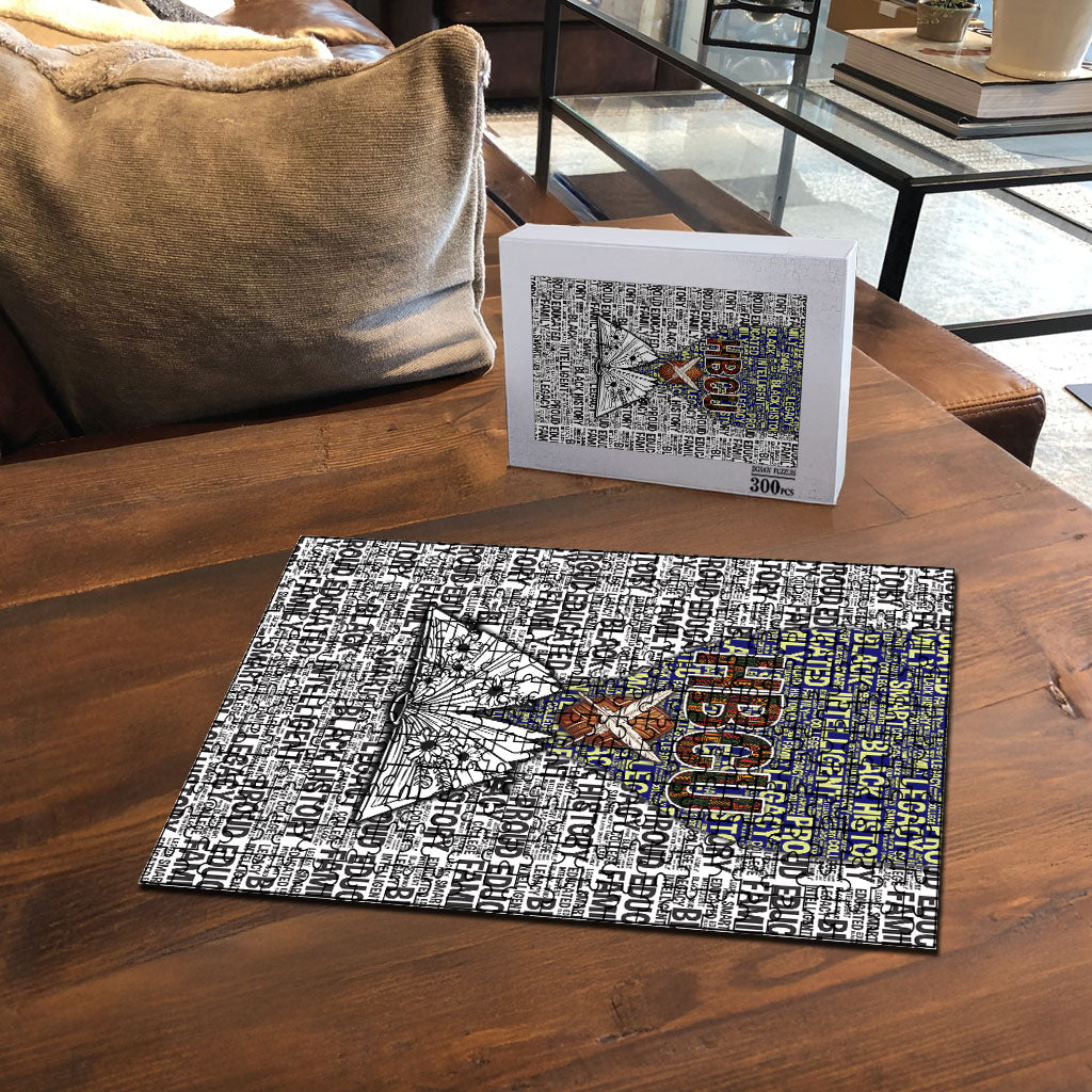 HBCU Black History Legacy Puzzle Word Cloud African Shield Knowledge Book