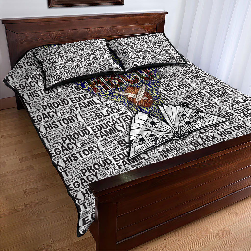 HBCU Black History Legacy Quilt Bed Set Word Cloud African Shield Knowledge Book