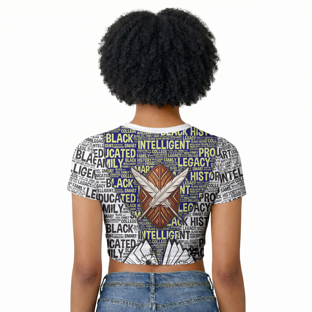 HBCU Black History Legacy Raglan Cropped T shirt Word Cloud African Shield Knowledge Book