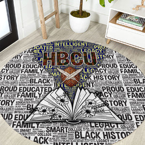 HBCU Black History Legacy Round Carpet Word Cloud African Shield Knowledge Book