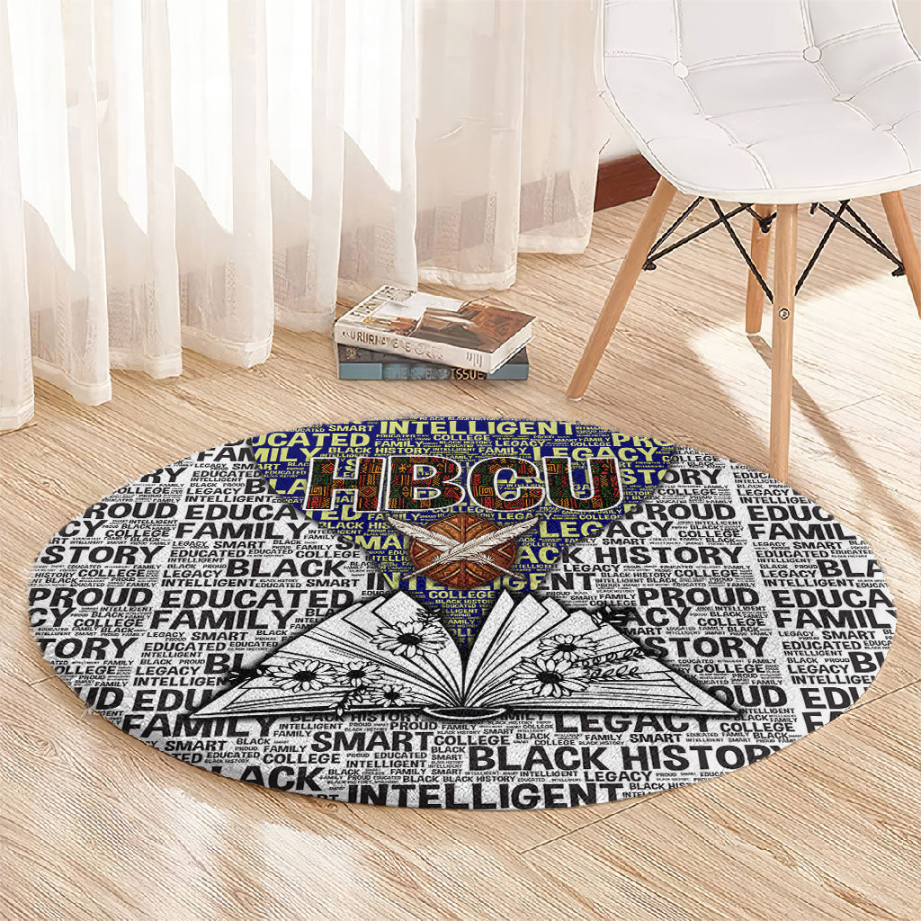HBCU Black History Legacy Round Carpet Word Cloud African Shield Knowledge Book