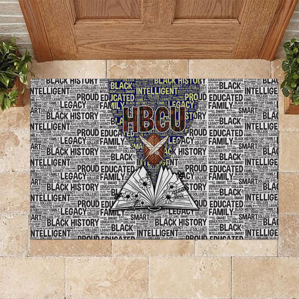 HBCU Black History Legacy Rubber Doormat Word Cloud African Shield Knowledge Book